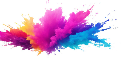 Multicolor powder explosion on White background. Colored cloud. Colorful dust explode. Paint Holi. colorful rainbow Holi paint color powder explosion with bright colors isolated white background.	