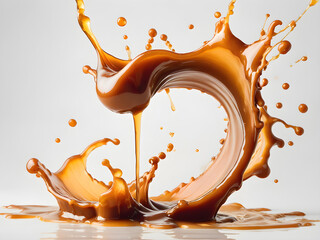 Dynamic Chocolate Splash with Droplets
