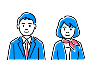 ビジネスパーソン男女の上半身イラスト素材