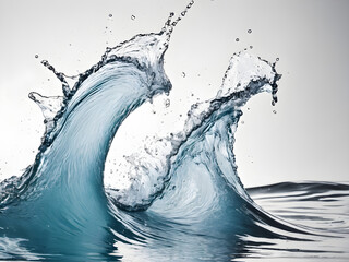 Dynamic Water Splash Isolated on a White Background