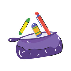 Unique design of hand drawn sticker of pencil pouch