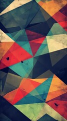 Fototapeta premium Abstract geometric pattern with vibrant colors and distressed texture.