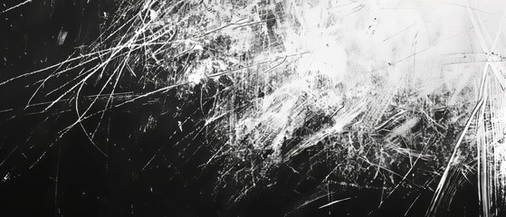 Panoramic close-up, high detail scan of weathered grunge abstract overlay texture, on black background, Generative AI