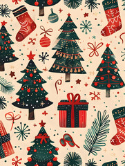 2D illustrated New Year card in a cute graphic style