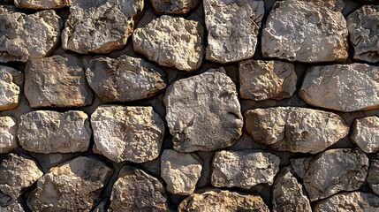 A brick wall made of various rocks and stones