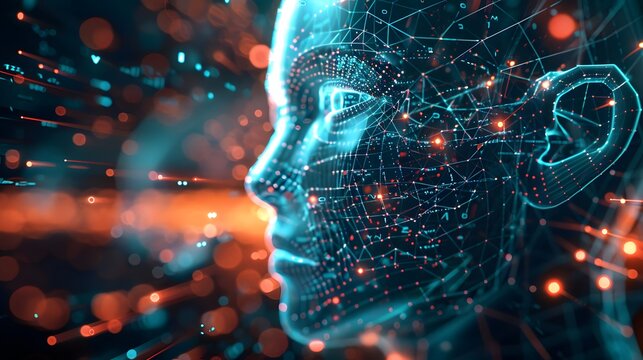 Artificial intelligence AI circuits composed of robot head