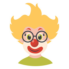 Cartoon Clown Mask Illustration on White Background. Vector Clipart in Cute Design.