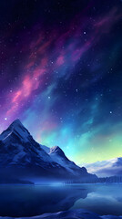 Digital technology Starry North Pole landscape poster wallpaper background with generative