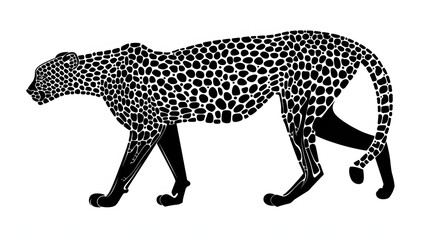 Fototapeta premium black silhouette of Cheeta illustration icon for logo, isolated on white background