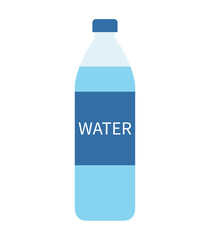 Bottle of water icon in flat style. Water is written on the bottle. Water bottle icon set. Icon for drinking water package and mineral bottle.