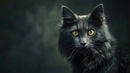 Fototapeta premium Gray feline against dark backdrop