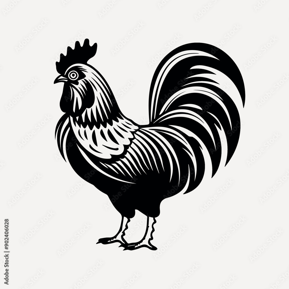 Poster bold rooster silhouette vector art