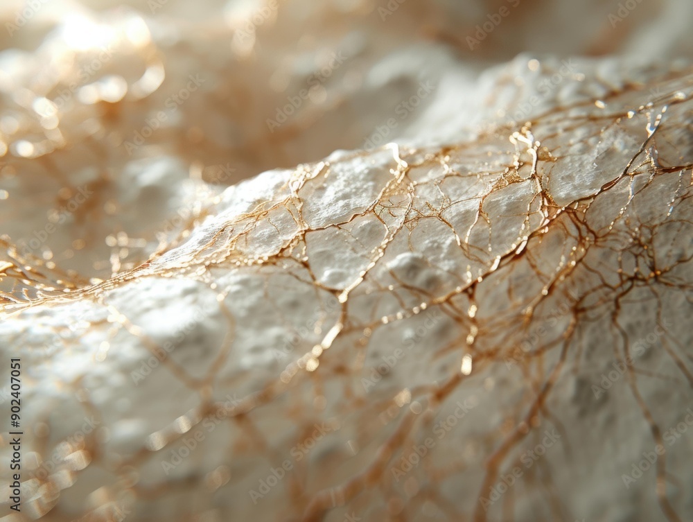 Poster white surface with a network of golden lines. ai.