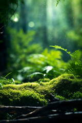 Fototapeta premium Moss and tree in the forest with copy space for your text 