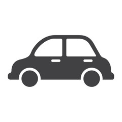 Black silhouette of icon car with white background, simple flat design, vector illustration