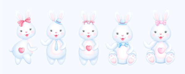 Obraz premium Cute Watercolor Bunny Clipart - Download Bunny Illustration