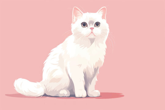 Cute white cat illustration