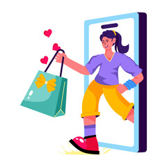 Mobile shopping illustration in flat style 