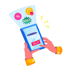 A flat style illustration of buy online 