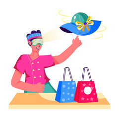 Flat style illustration of vr shopping