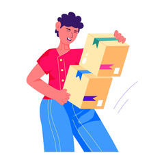 A delivery boy illustration designed in flat style 