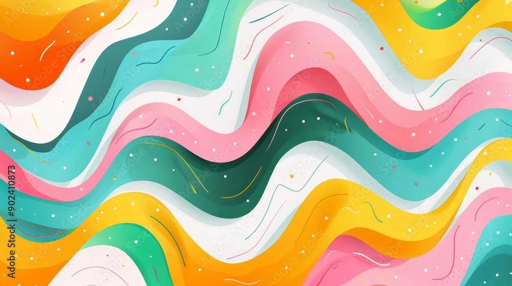 Poster vibrant vector pattern with wavy rainbow lines for colorful abstract background design