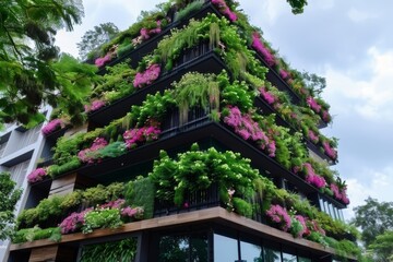 Obraz premium A concept depicting enduring and connected flora within sustainable cities, emphasizing the integration of resilient plant life into urban environments.