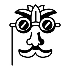 A carnival mask icon in linear style 