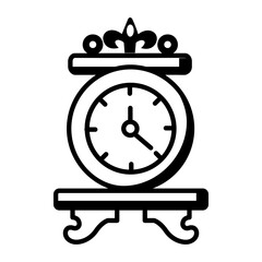 A historic clock icon in linear style 