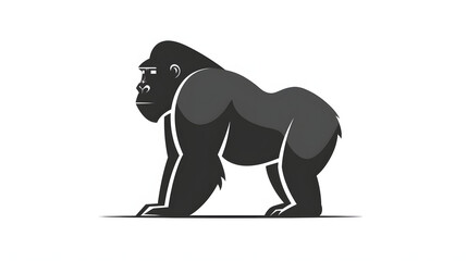 Obraz premium black silhouette of Gorilla illustration icon for logo, isolated on white background