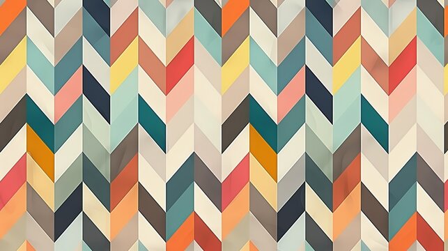 Colorful geometric vector pattern with triangle shapes, perfect for retro textile or vintage wallpaper design