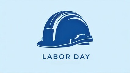 Stylish blue hard hat illustration symbolizing Labor Day, representing safety and worker appreciation.