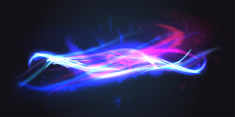 Aurora element design on dark background. Background aurora template. Bright light. Northern lights. Vector illustration. Design for background, wallpaper, postcard, web, banner, cover. 