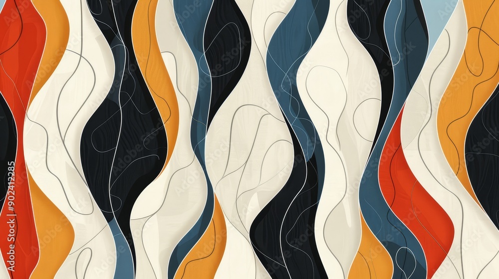 Aufkleber seamless geometric line pattern vector background for retro textile design