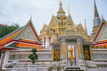 Fototapeta premium asia travel concept with old architecture and pagoda at thailand temple