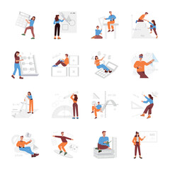 Basic RGBCollection of Mathematical Calculations Flat Illustrations

