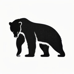 Fototapeta premium flat, minimalist vector graphic in black , a bear , full body, logo style , white background