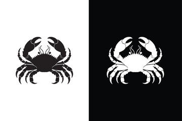 Crab icon silhouette vector. Seafood icon illustration, Crab vector icon silhouette black white background.