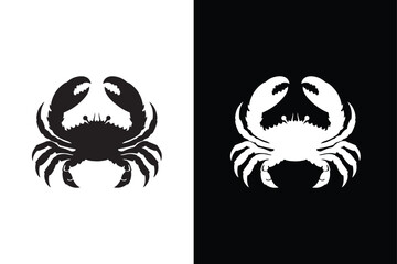 Crab icon silhouette vector illustration. Seafood icon, Beaches and Sea Life Crab vector icon silhouette black white background.
