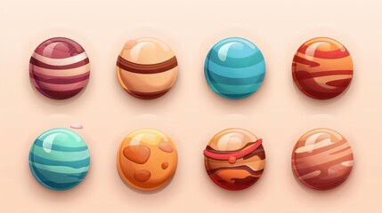 Obraz premium Explore a stunning isolated illustration of planets, showcasing unique colors and intricate details that captivate the eye.