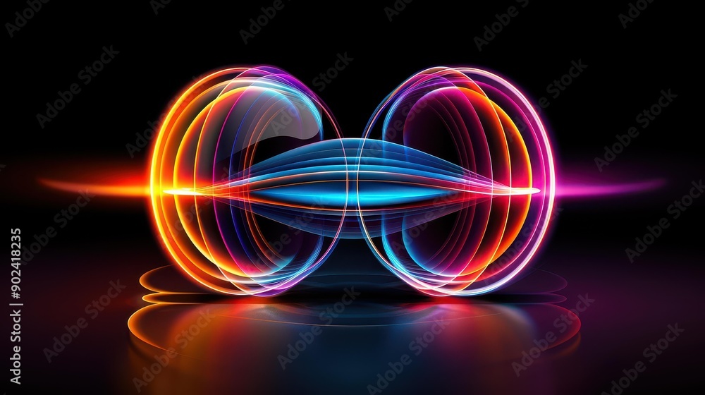 Poster a striking lens flare graphic element dancing in a dark void, creating a captivating visual with viv