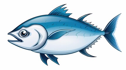 Fototapeta premium A realistic illustration of fresh, single tuna, perfect for fish shop banners or fabric prints. Ideal for seafood lovers.