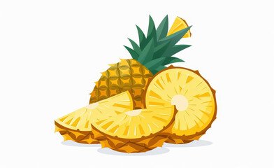 Bright, flatstyle illustration of a fresh pineapple on a white background, perfect for food lovers and design enthusiasts.