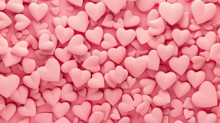 Delicate pink hearts stand out against a clean background, capturing a soft and romantic essence in a realistic illustration.