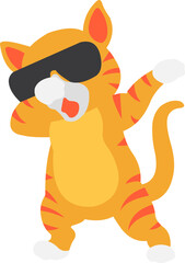 Cat Dabbing Dance Cartoon Animal