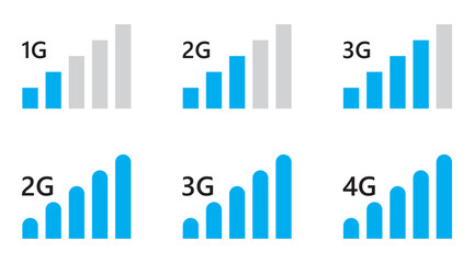 Cellular signal level mobile network strength icon set vector.