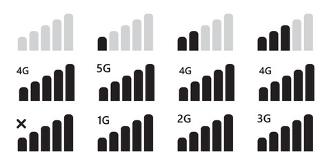 mobile network signal  icon set