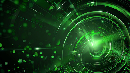 Futuristic Green Technology Background with Circular Digital Elements	
