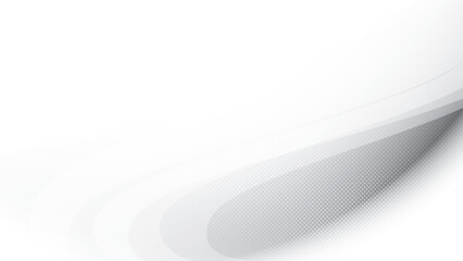 Abstract  white and gray color, modern design stripes background with geometric round shape, halftone effect, dot pattern. Vector illustration.