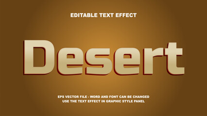 Editable Text Effect Desert 3D Vector Template